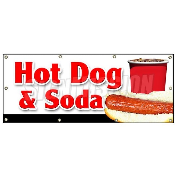 Signmission HOT DOG & SODA COMBO BANNER SIGN all beef drink frank meal deal chili B-96 Hot Dogs & Soda Combo - main